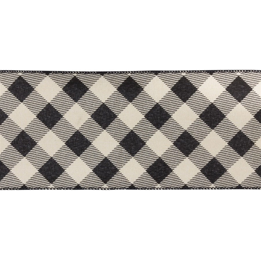 Melrose International Plaid Holiday Ribbon, Set of 2, Black/Tan - 81338DS