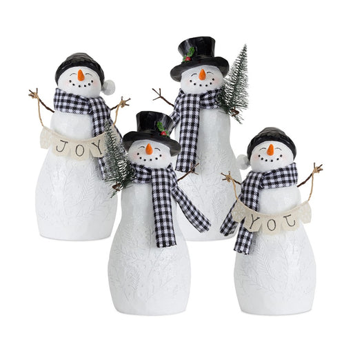 Melrose Holiday Snowman Figurine/Tree/Joy Accent, Set/4, Black/White - 81554DS