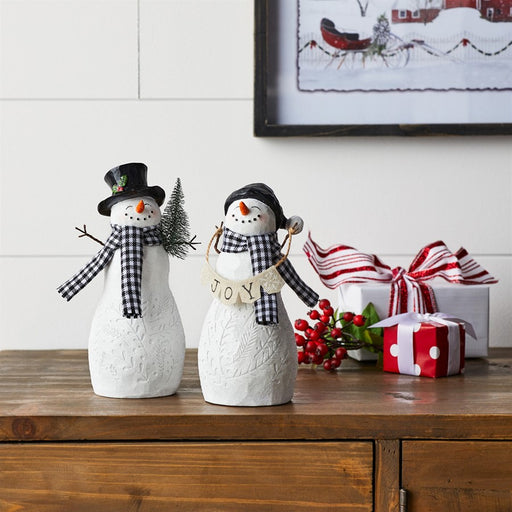 Melrose Holiday Snowman Figurine/Tree/Joy Accent, Set/4, Black/White