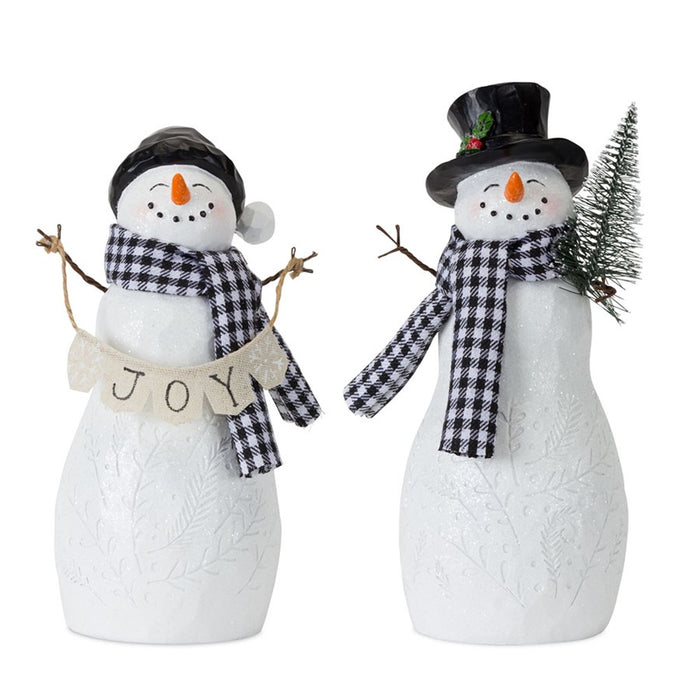 Melrose Holiday Snowman Figurine/Tree/Joy Accent, Set/4, Black/White