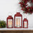 Melrose International Modern Metal Lantern, Set of 2, Red/CleaRed