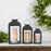 Melrose International Modern Metal Lantern, Set of 2, Black/CleaRed
