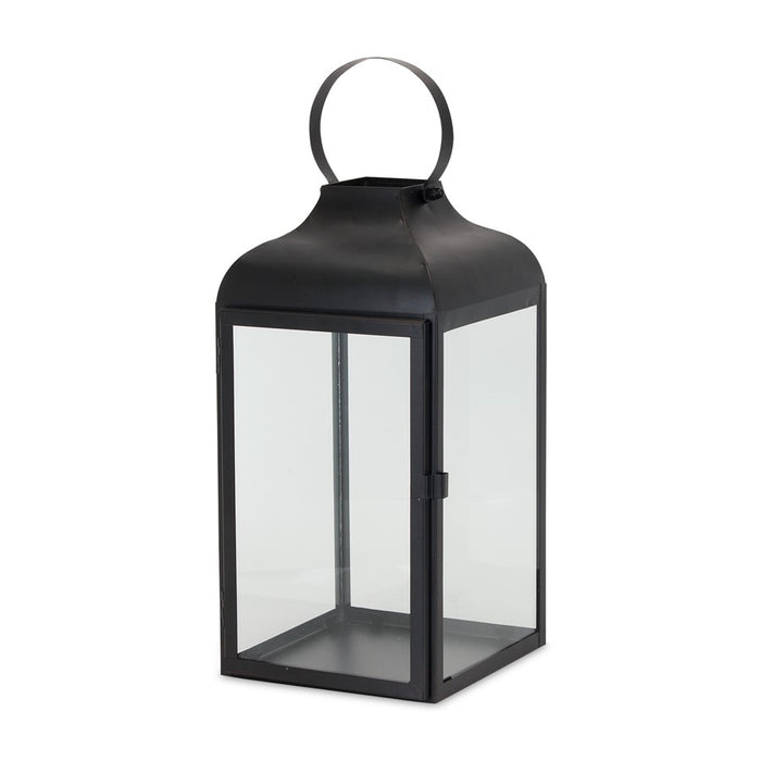 Melrose International Modern Metal Lantern, Set of 2, Black/CleaRed
