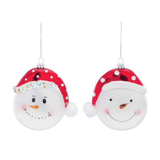 Melrose Whimsical Snowman Ball Ornament/Hat, Set of 6, White/Red - 81599DS