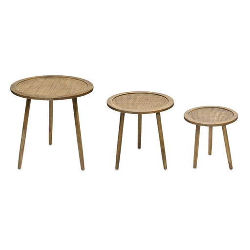 Melrose International Rattan Wood Accent Table, Set of 3, Brown - 82046DS