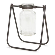 Melrose Hanging Glass Jar Vase/Metal Stand (Set of 2), Brown/Clr - 82052DS