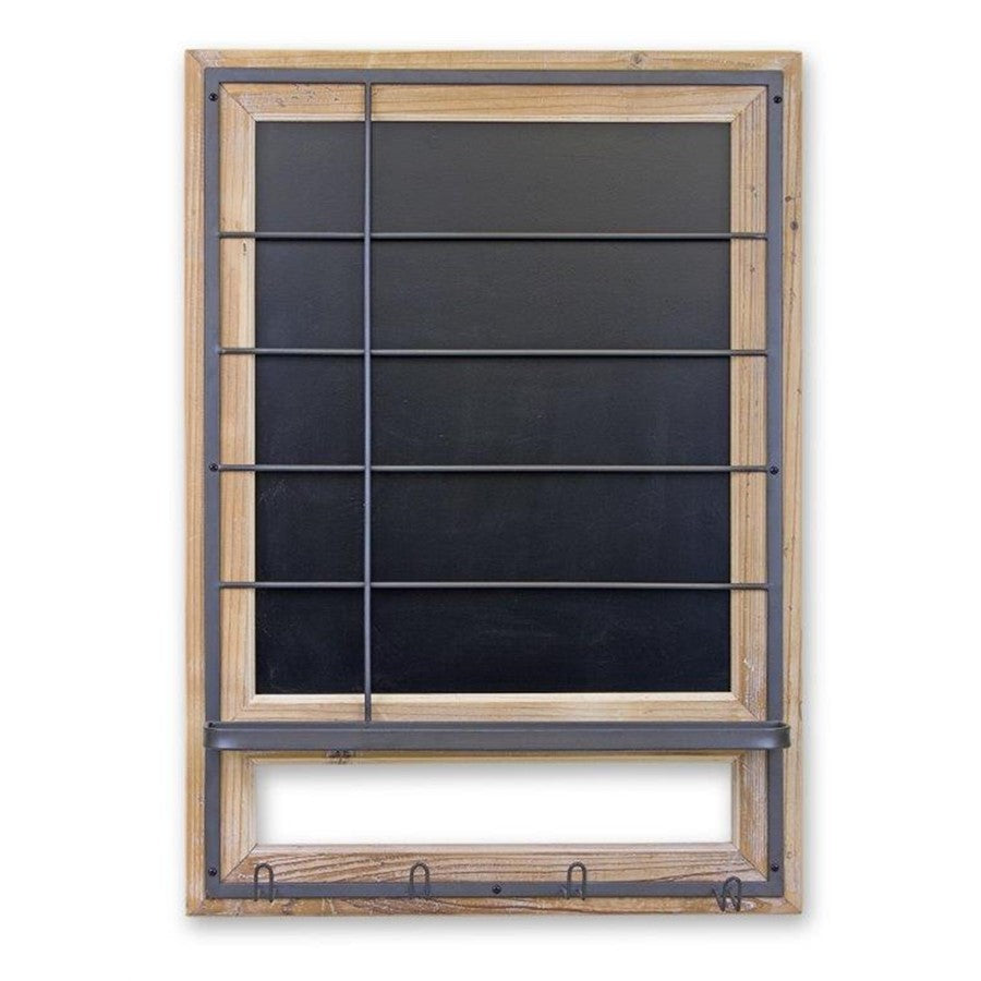 Melrose Weekly Calendar Blackboard w/ Hooks 34.25"H, Brown/Metal Grey - 82066DS