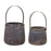 Melrose Natural Wooden Pail Planter/Metal Handle Accent, Set of 2, - 82085DS