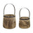 Melrose Naturalen Pail Planter/Metal Handle Accent, Set of 2, Brown - 82089DS