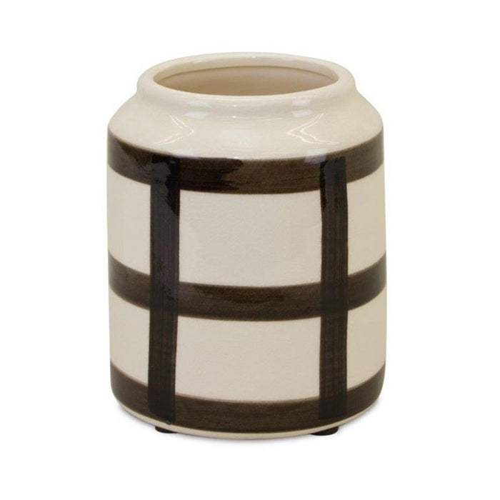 Melrose International Ivory Terra Cotta Vase 6"H, Black/Beige - 82103DS