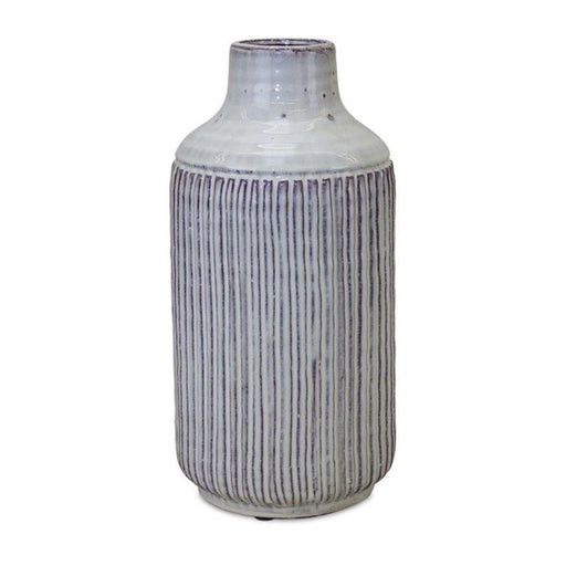 Melrose Rustic Ribbed Terra Cotta Vase 12.25"H, Beige/Brown - 82107DS