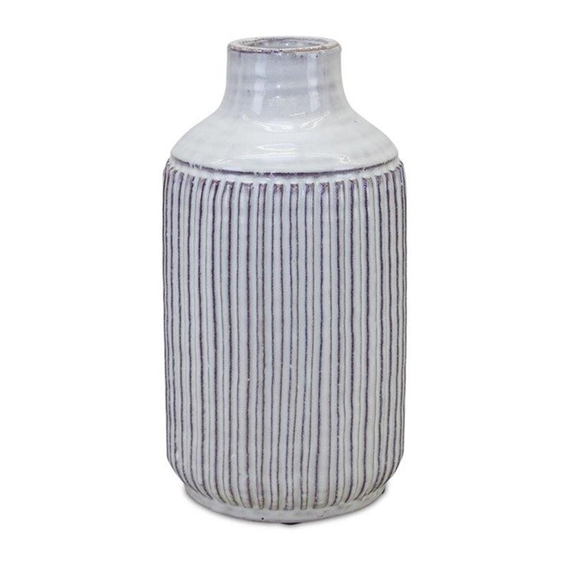 Melrose Rustic Ribbed Terra Cotta Vase 12.25"H, Brown/Beige - 82108DS