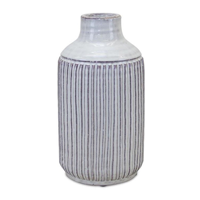 Melrose Rustic Ribbed Terra Cotta Vase 12.25"H, Brown/Beige - 82108DS