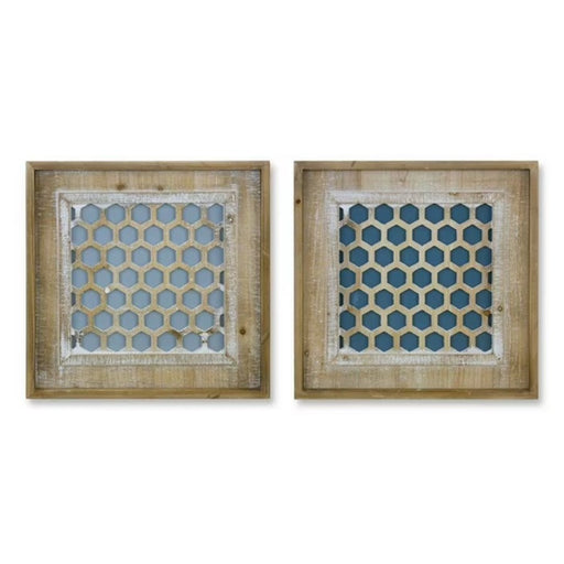 Melrose International Honeycomb Wall Plaque, Set of 2, Brown/Grey - 82133DS