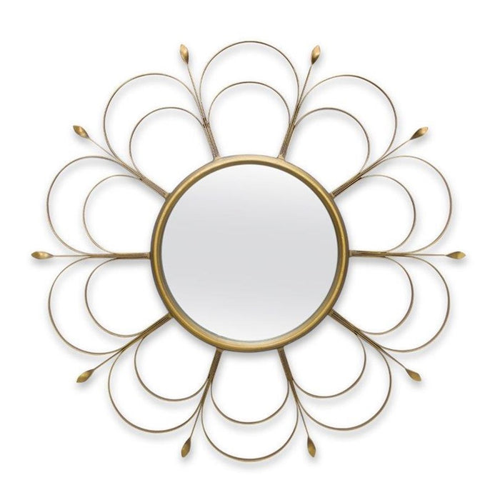 Melrose International Art Deco Flower Wall Mirror 24"D, Gold - 82179DS