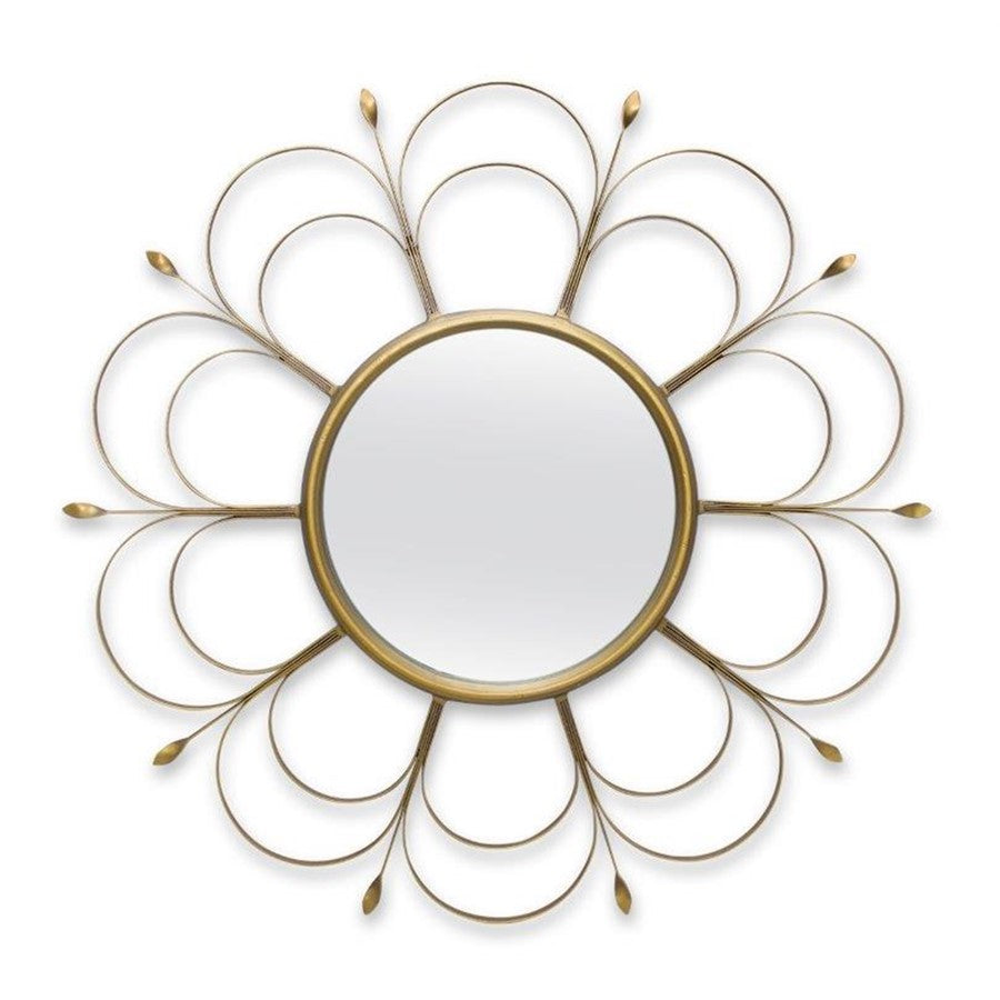 Melrose International Art Deco Flower Wall Mirror 24"D, Gold - 82179DS