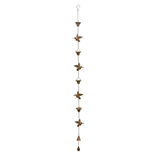Melrose Iron Hummingbird Rain Chain 61.5"H, Copper - 82234DS