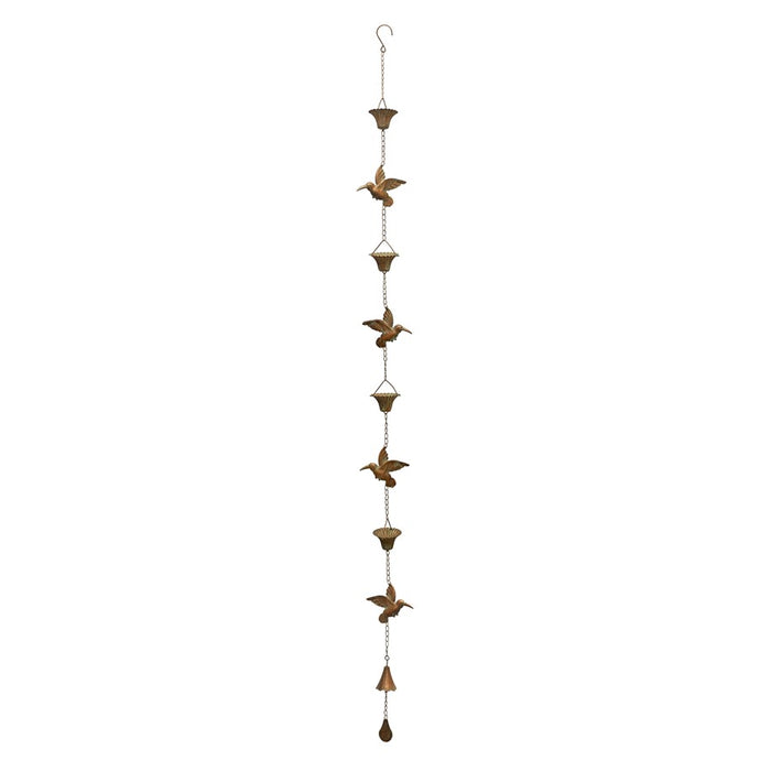 Melrose Iron Hummingbird Rain Chain 61.5"H, Copper - 82234DS