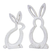 Melrose Carved Stone Bunny Outline Decor (Set of 2), White/Grey - 82240DS