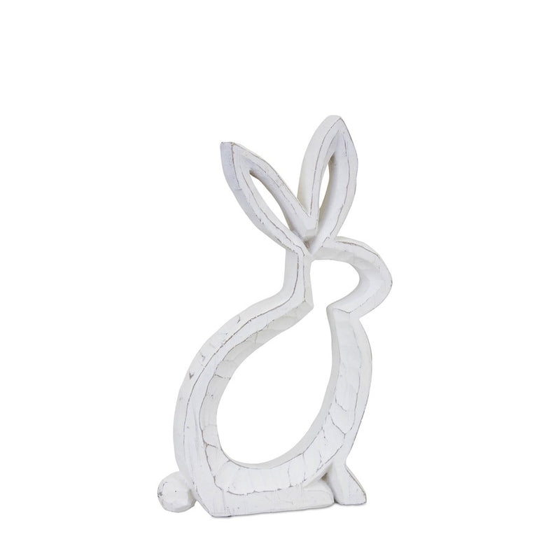 Melrose Carved Stone Bunny Outline Decor (Set of 2), White/Grey