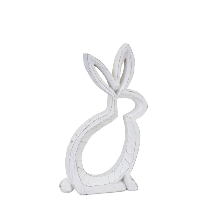 Melrose Carved Stone Bunny Outline Decor (Set of 2), White/Grey