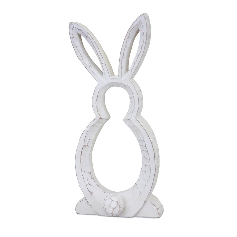 Melrose Carved Stone Bunny Outline Decor (Set of 2), White/Grey