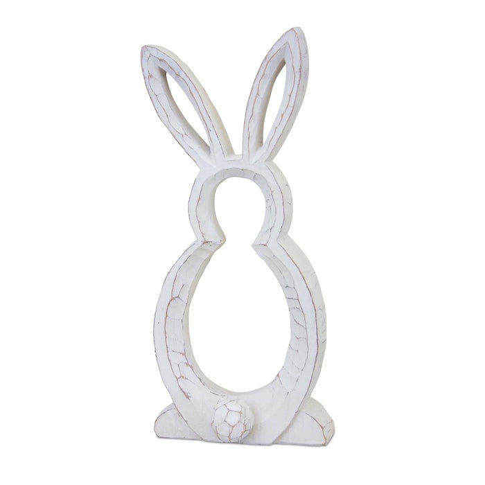 Melrose Carved Stone Bunny Outline Decor (Set of 2), White/Grey