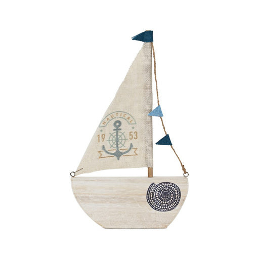 Melrose International Wood Sailboat Wall Decor 16.5"H, Blue - 82254DS
