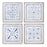 Melrose International Distressed Tile Plaque, Set of 4, White/Black - 82259DS