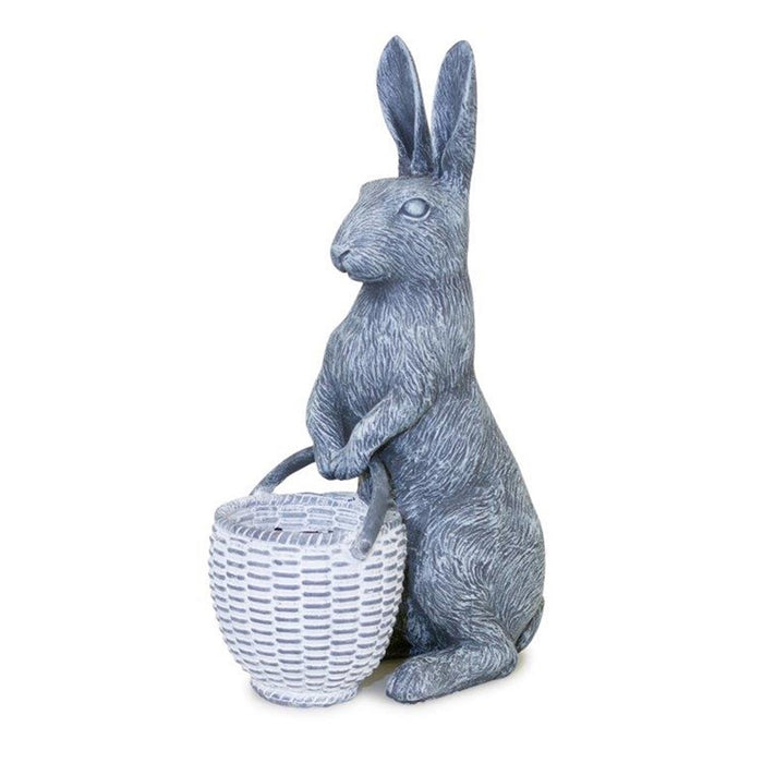 Melrose Standing Rabbit Figurine/Basket Accent 10.5"H, Grey/White - 82264DS