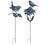 Melrose Iron Cut Out Bird/Flower Garden Stake, Set of 2, Blue/Gold - 82277DS