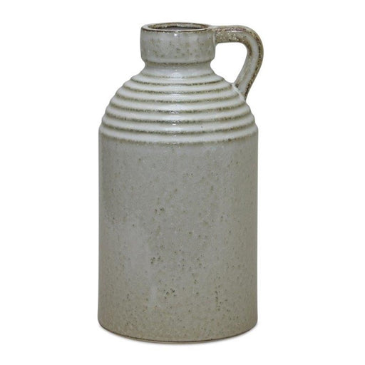 Melrose Rustic Ceramic Jug Vase/Washed Cream 11.75"H, Grey/Beige - 82295DS