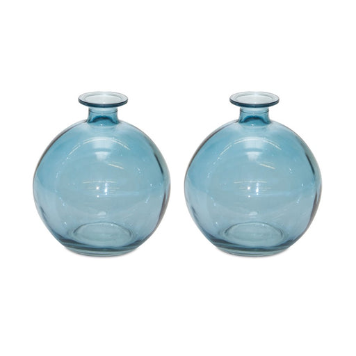 Melrose International Glass Bubble Vase, Set of 2, Blue - 82378DS