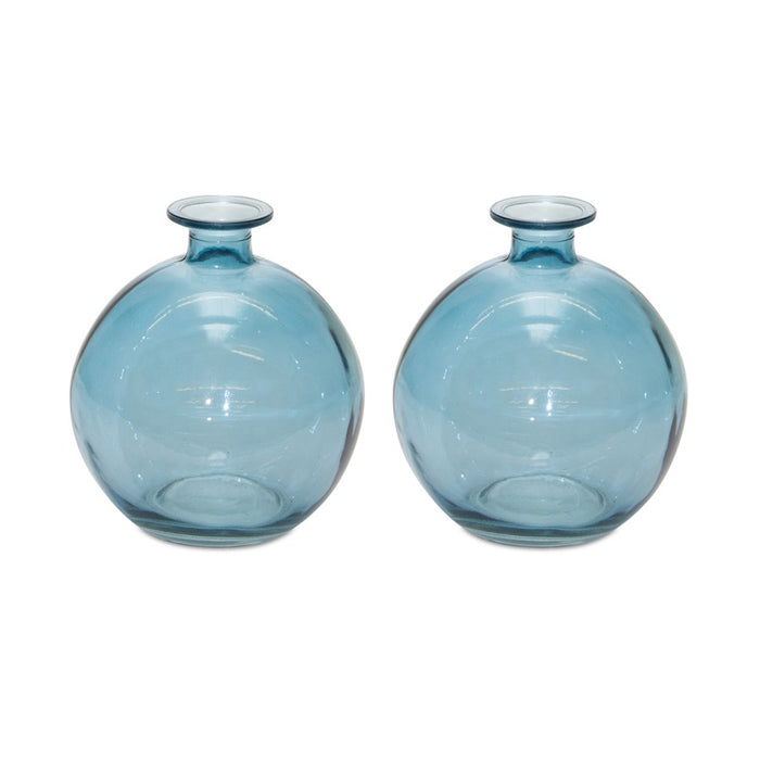 Melrose International Glass Bubble Vase, Set of 2, Blue - 82378DS