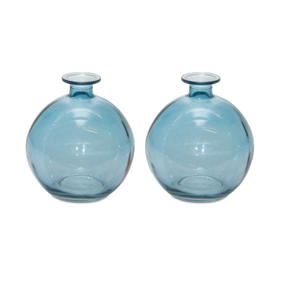 Melrose International Glass Bubble Vase, Set of 2, Blue - 82378DS