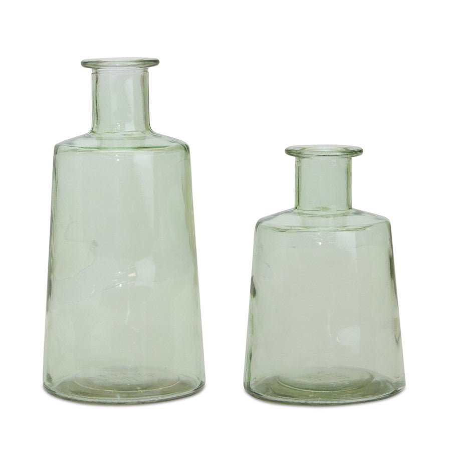 Melrose International Glass Bottle Vase, Set of 2, Green - 82381DS