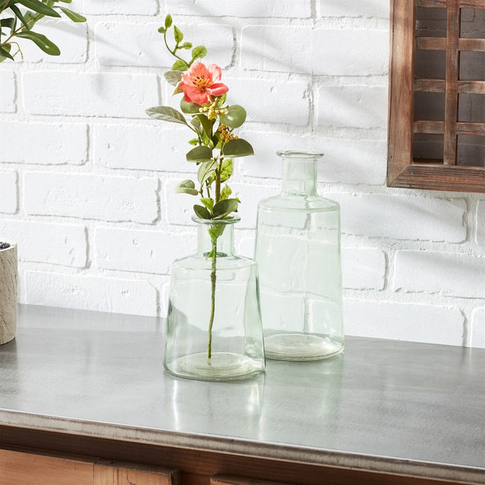 Melrose International Glass Bottle Vase, Set of 2, Green