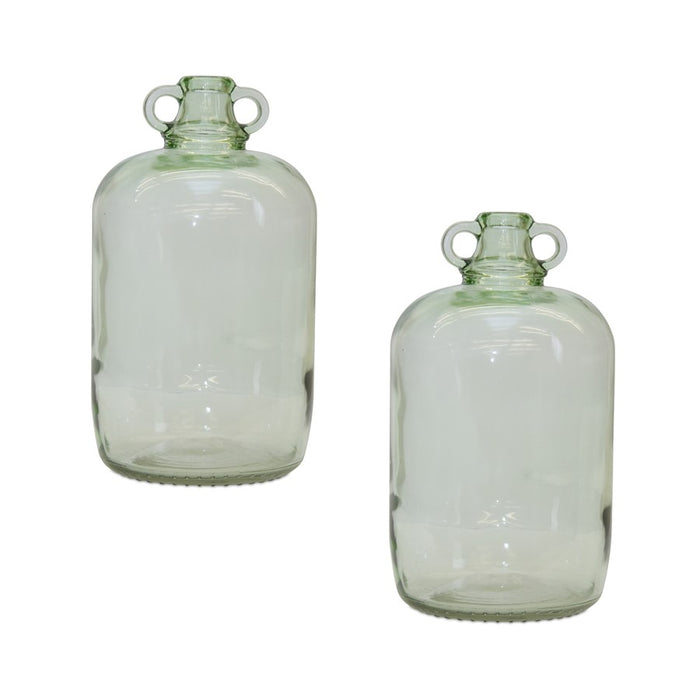 Melrose International Sage Green Glass Jug Vase, Set of 2 - 82391DS