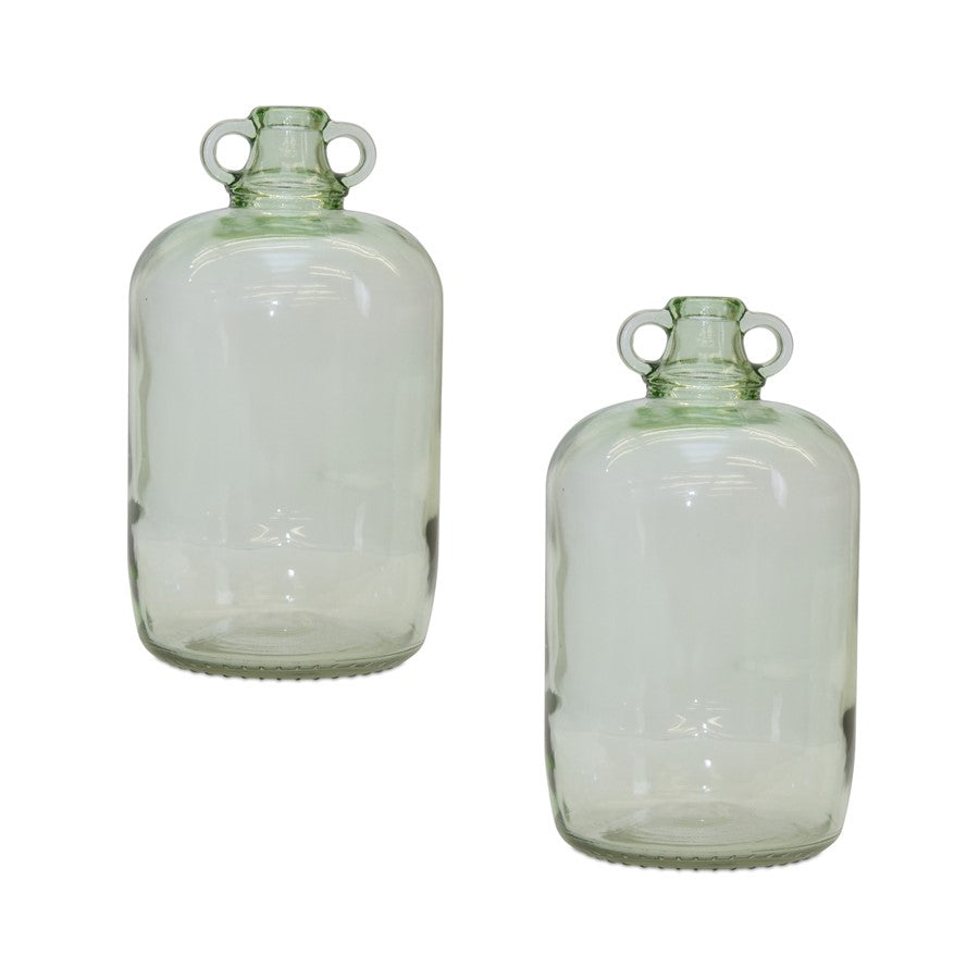 Melrose International Sage Green Glass Jug Vase, Set of 2 - 82391DS
