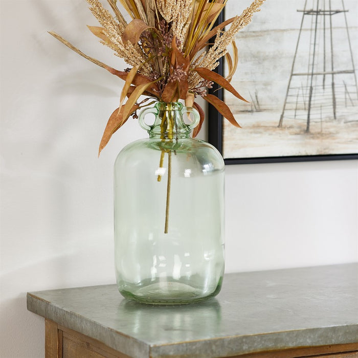 Melrose International Sage Green Glass Jug Vase, Set of 2