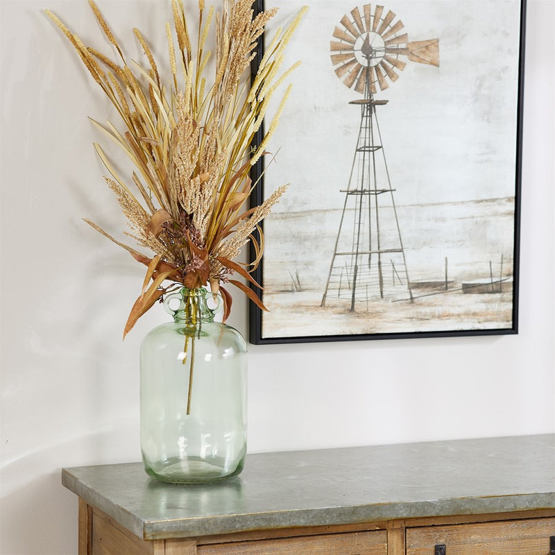 Melrose International Sage Green Glass Jug Vase, Set of 2