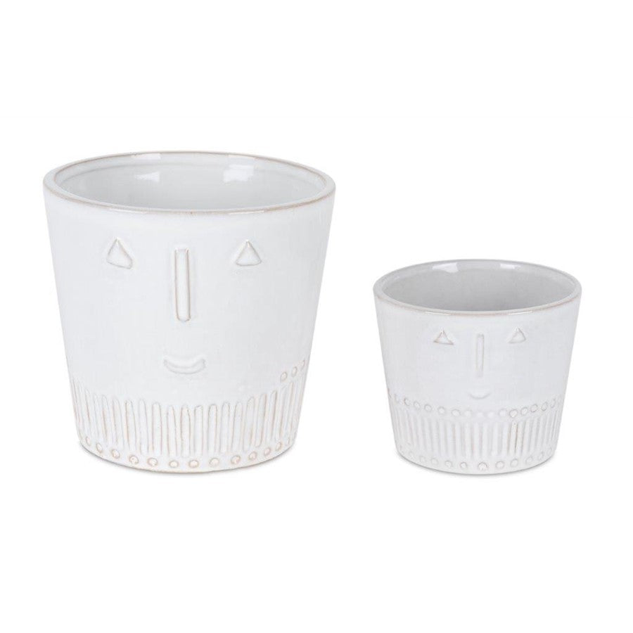 Melrose International Porcela, Face Planter, Set of 2, White - 82513DS