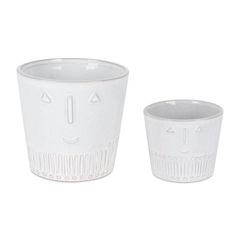 Melrose Porcelain Face Planter (Set of 2), White - 82513DS
