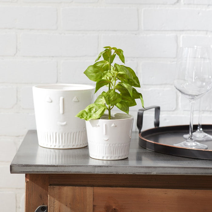 Melrose Porcelain Face Planter (Set of 2), White