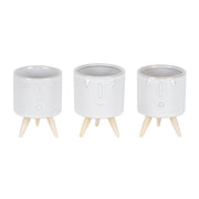 Melrose Porcela, Face Planter/Wooden Legs, Set of 3, White/Brown - 82514DS
