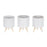Melrose Porcela, Face Planter/Wooden Legs, Set of 3, White/Brown - 82514DS