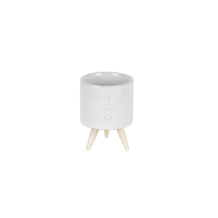 Melrose Porcela, Face Planter/Wooden Legs, Set of 3, White/Brown