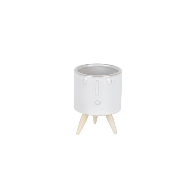Melrose Porcela, Face Planter/Wooden Legs, Set of 3, White/Brown