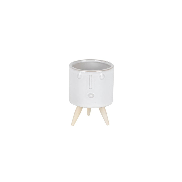 Melrose Porcela, Face Planter/Wooden Legs, Set of 3, White/Brown