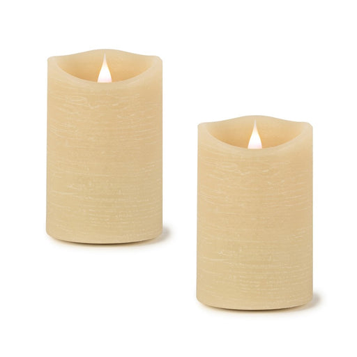 Melrose Simplux LED Designer Wax Candle with Remote, Set of 2, Beige - 82662DS